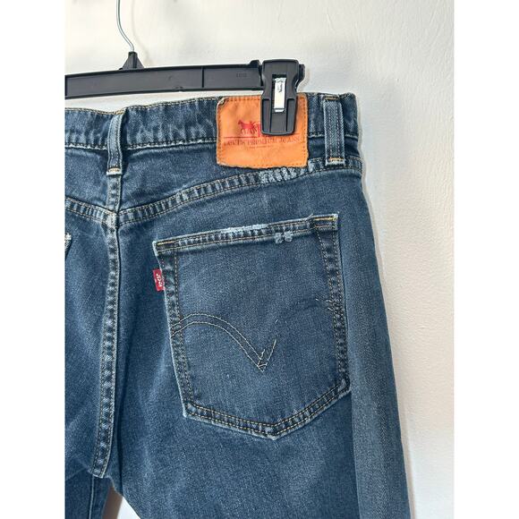 Vintage Levi's Premium Strummer Jeans 32x32 Slim Straight Grunge Raw Hem - Picture 8 of 10